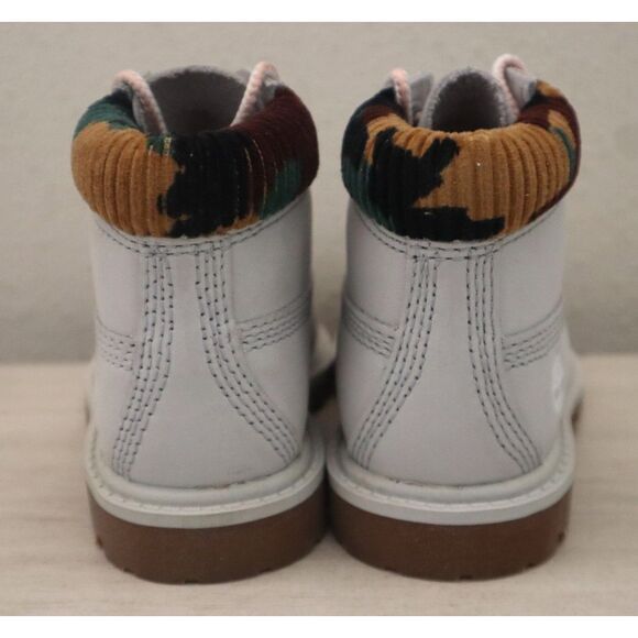 Timberland Kids Sz 5.5M Light Gray Nubuck w/Camo Premium 6" Waterproof Boots - Picture 3 of 12